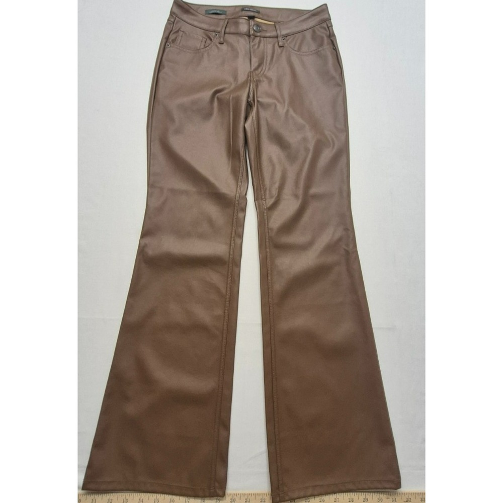 Wild Fable Low-rise flare women's brown faux leather pants sz. 2 pockets